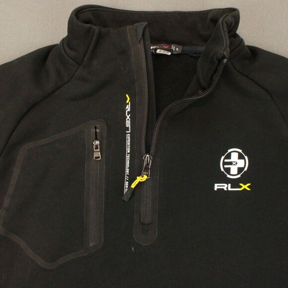 RLX Ralph Lauren Hoodie Mens XL Black Sweater Performance Sweatshirt 1/4 Zip - Picture 2 of 11